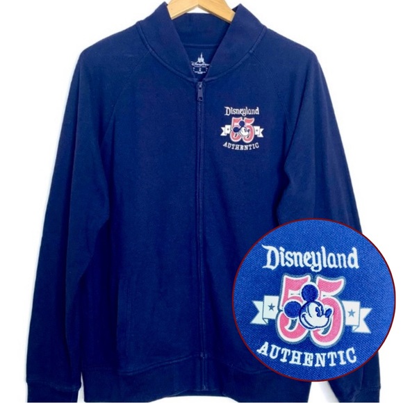 Disneyland Full Zip Jacket Commemorative 1955 Disney Parks Knit Sz M Unisex Navy - Picture 2 of 11